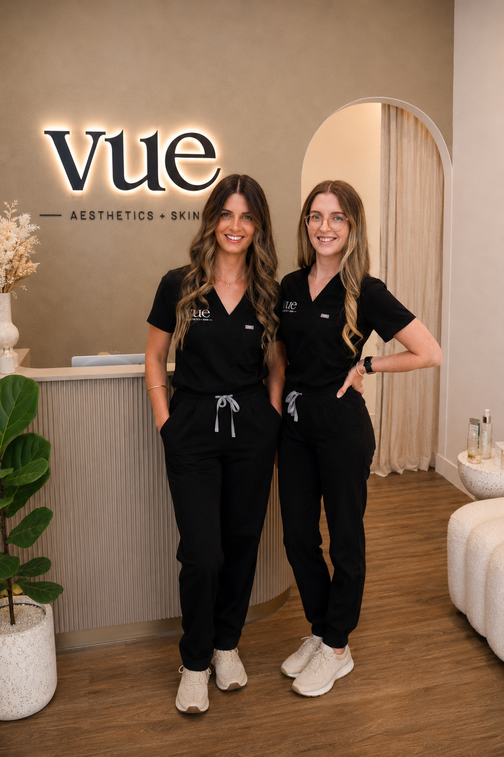 Chantel and Tara at the Vue Aesthetics + Skin reception in North Lakes